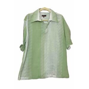 BC Collection Mens Green White Pull Over Striped Casual Shirt Size 2XL‎